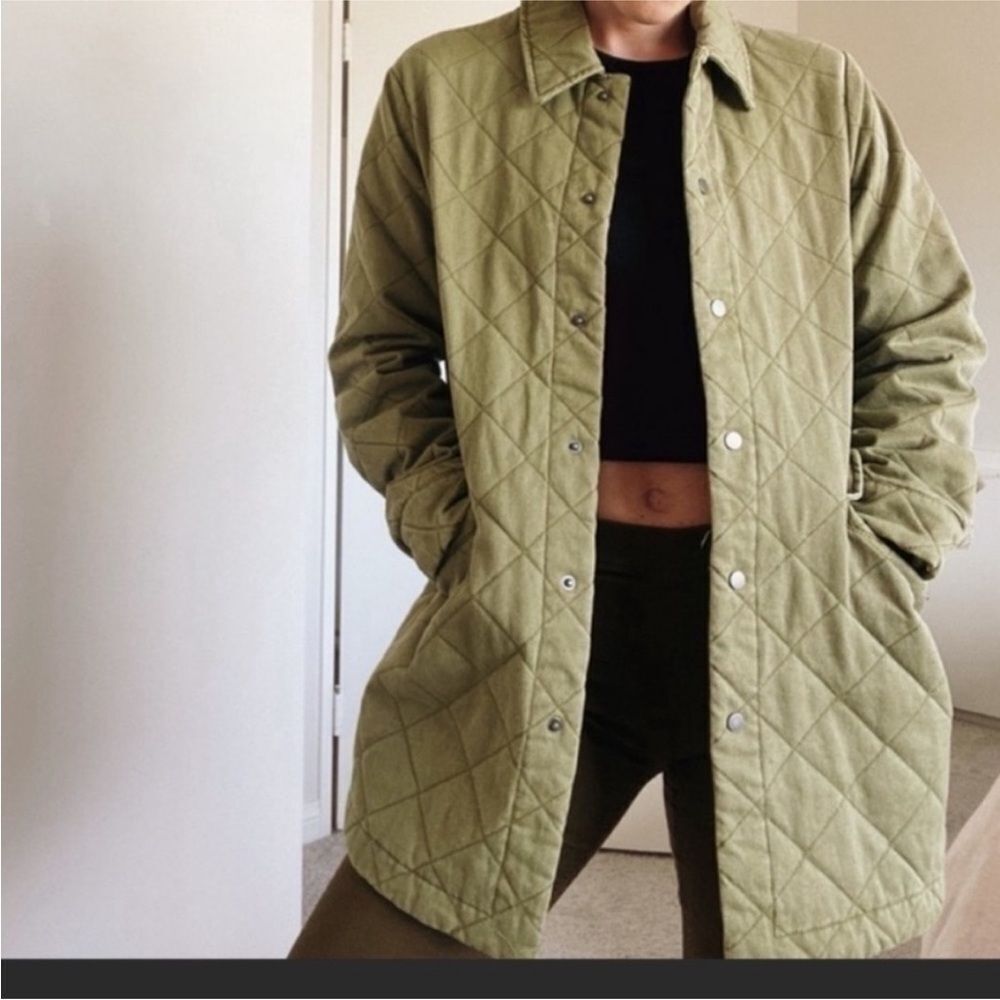 Joie green quilted shacket button up long sleeve barn XS - Picture 1 of 7